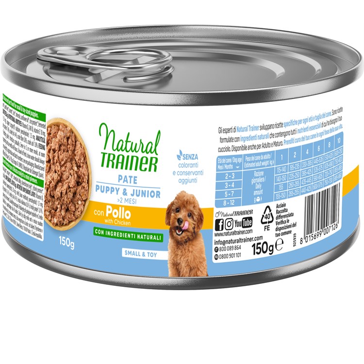 Natural Trainer Small Toy Puppy Junior Pollo 150 gr Umido Cane