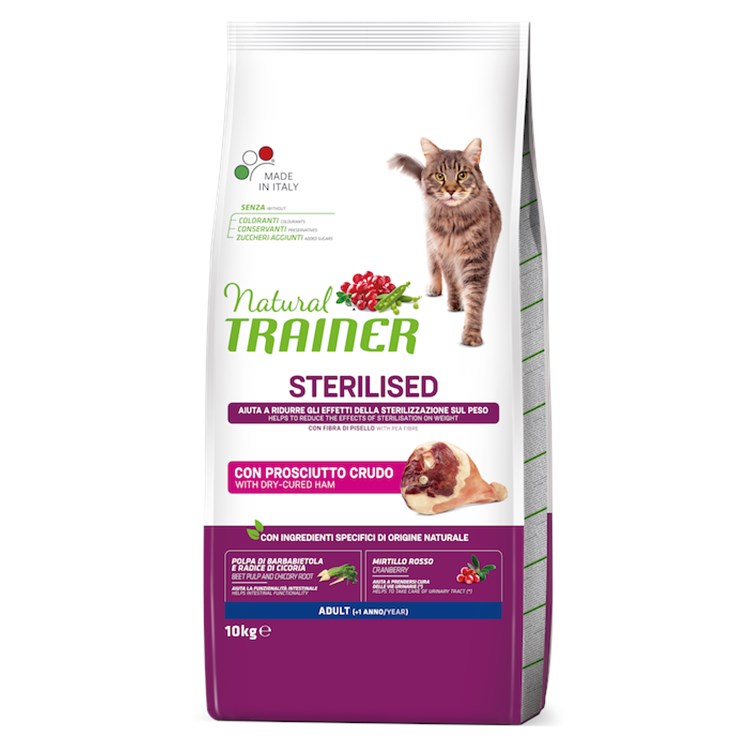 Natural Trainer Sterilised Prosciutto Crudo 10 kg Gatto DANNEGGIA