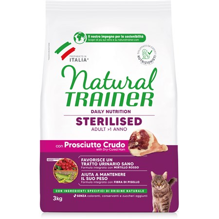 natural trainer sterilised prosciutto crudo 3 kgr gatto