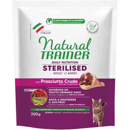 Natural Trainer Sterilised Prosciutto Crudo 300 gr Gatto in Gatti