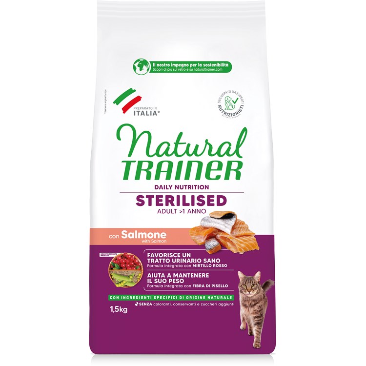 Natural Trainer Sterilised Salmone 1,5 kg Gatto