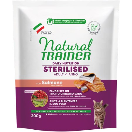 natural trainer sterilised salmone 300 gr gatto