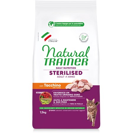 natural trainer sterilised tacchino 1 5 kg gatto