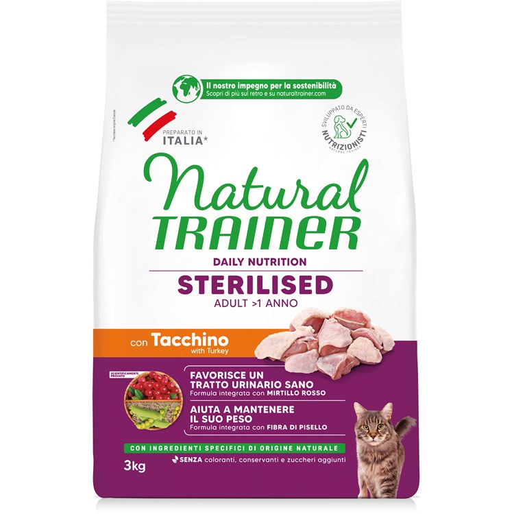 Natural Trainer Sterilised Tacchino 3 kg Gatto