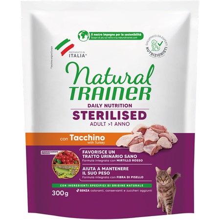 Natural Trainer Sterilised Tacchino 300 gr Gatto in Gatti