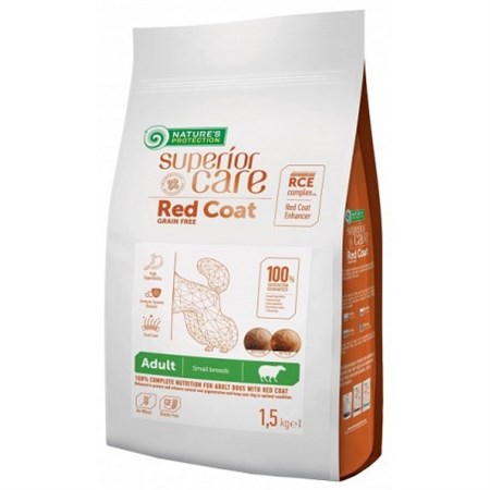 nature s protection red coat adult small agnello 1 5 kg crocchette grain free cani manti rossi