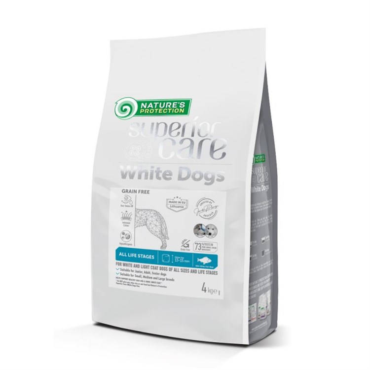 Nature's Protection White Dog Adult MEDIUM LARGE Pesce Bianco 10 kg Crocchette Cani Manti Bianchi
