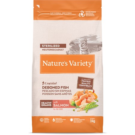 Nature's Variety Cat Healthy Grain Sterilised Salmone 3kg in Gatti