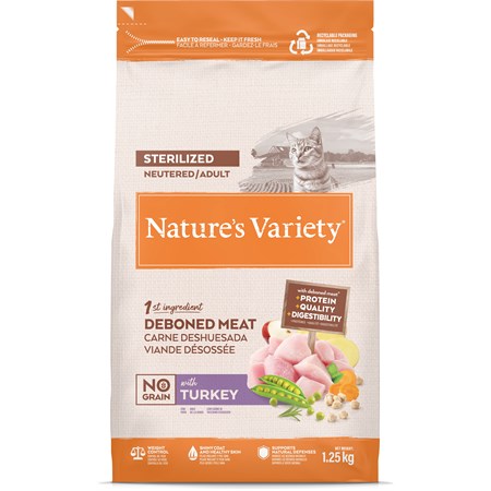 natures variety cat no grain sterilised tacchino 125kg