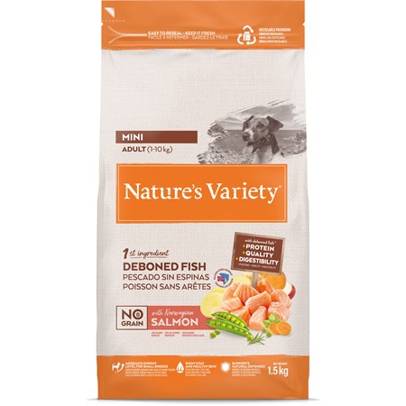 Nature's Variety Dog No Grain Adult Mini Salmone 1,5kg in Cani