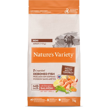 natures variety dog no grain adult mini salmone 7kg