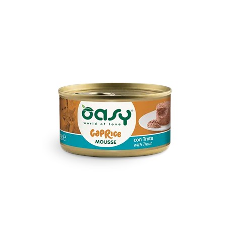 oasy caprice mousse con trota 85 gr scatoletta per gatti