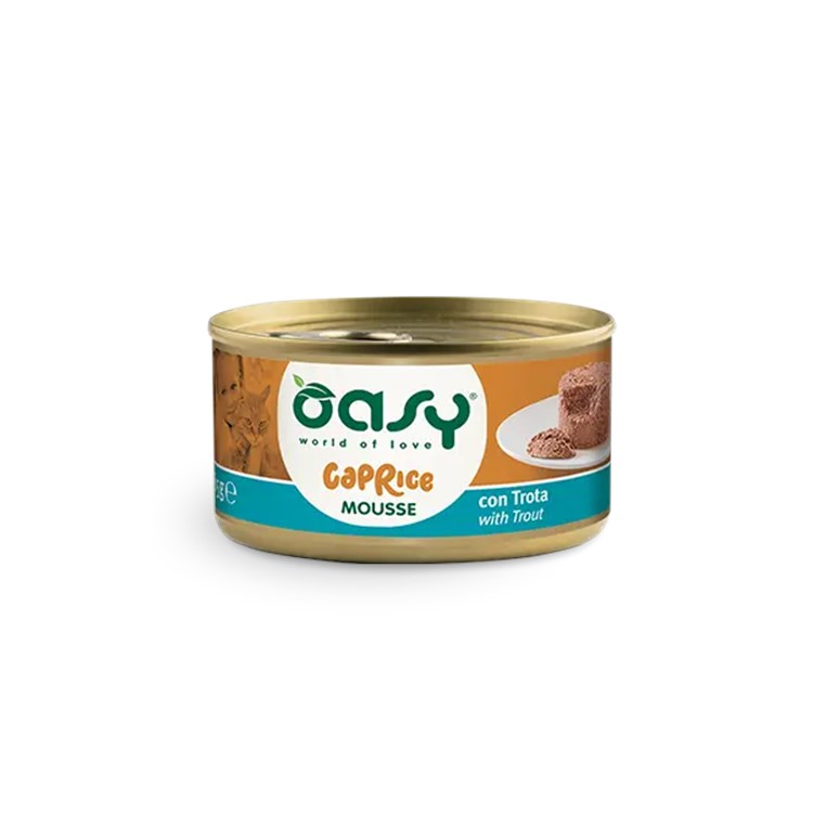 Oasy Caprice Mousse Con Trota 85 Gr Scatoletta per Gatti