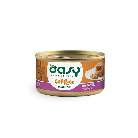 oasy caprice mousse con vitello 85 gr scatoletta per gatti