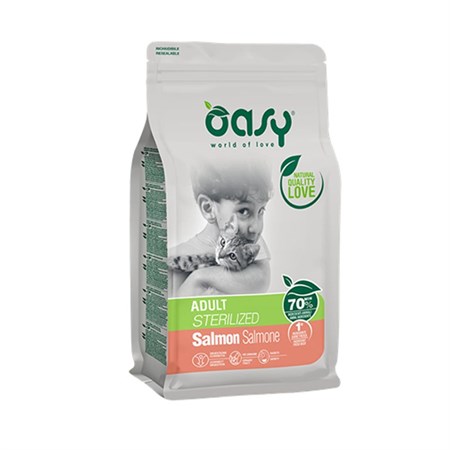 oasy cat adult sterilised salmone 300 gr per gatti