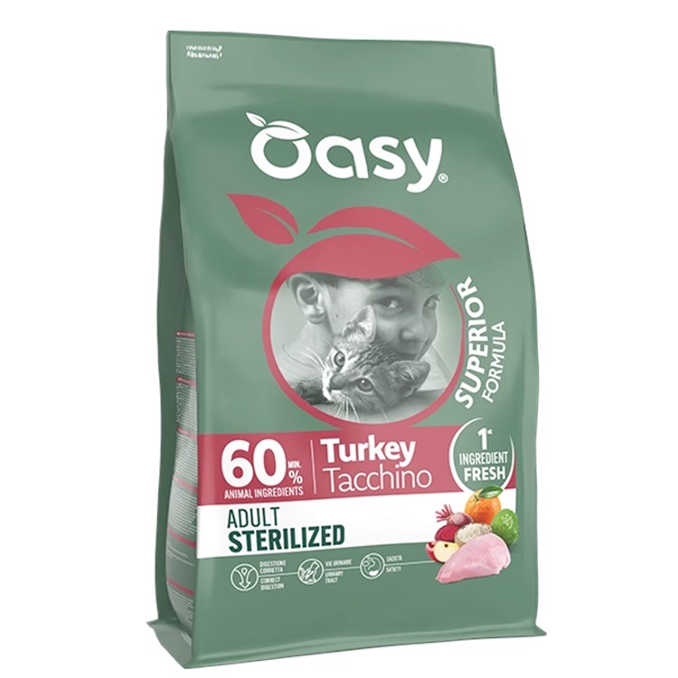 Oasy Cat Superior Formula Adult Sterilised Tacchino 300 gr Crocchette Gatti
