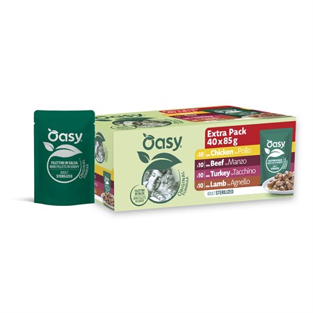 oasy cat filettini in salsa multipack original formula mix carne 40x85g