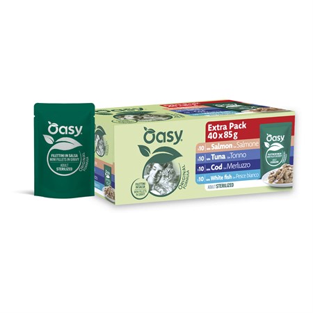 oasy cat filettini in salsa multipack original formula mix pesce 40x85g