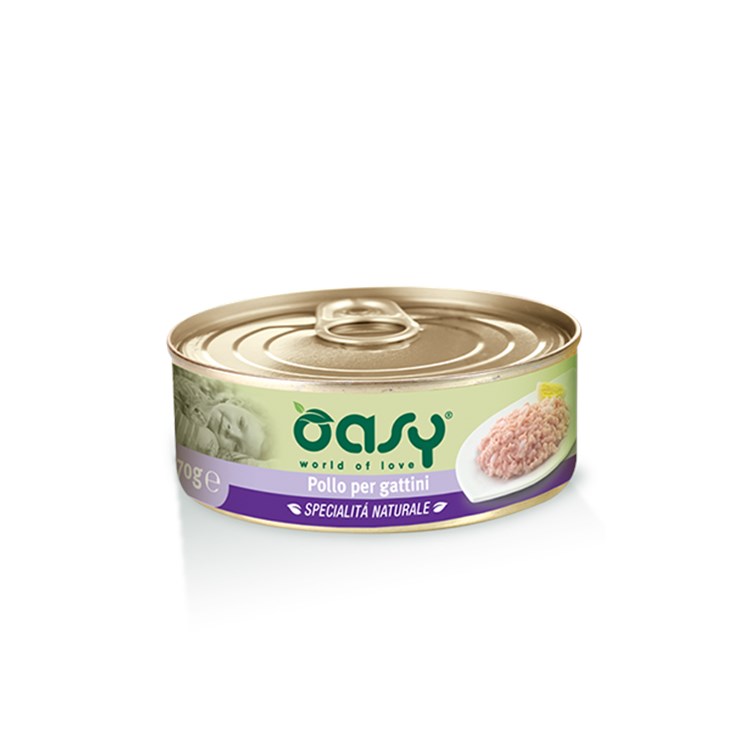 Oasy Cat Kitten Pollo Lattina 70 gr Umido Per Gattini