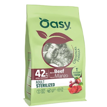 oasy cat original adult sterilised manzo 15 kg per gatti