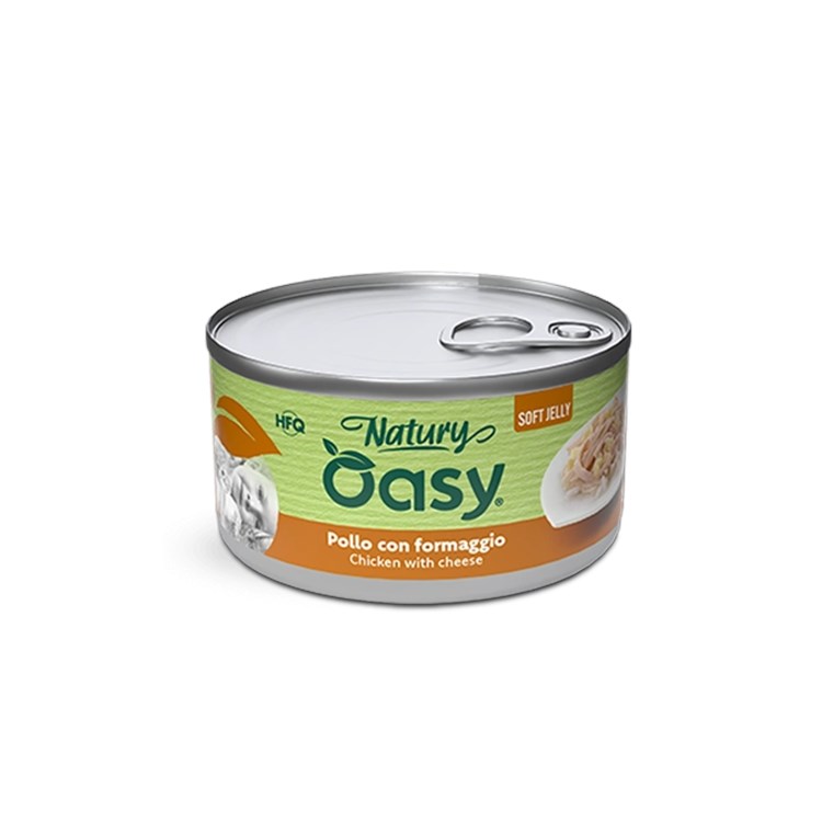 Oasy Cat Natury Soft Jelly Pollo Con Formaggio Lattina 150 gr Umido Per Gatti
