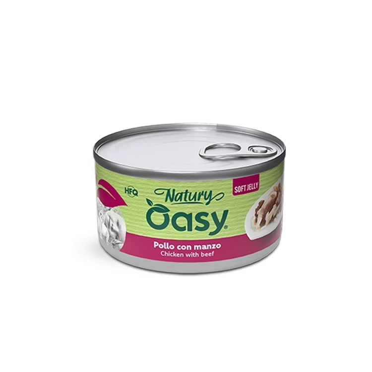 Oasy Cat Natury Soft Jelly Pollo Con Manzo Lattina 150 gr Umido Per Gatti