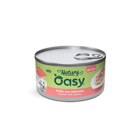 oasy cat pollo con salmone lattina 150 gr umido per gatti