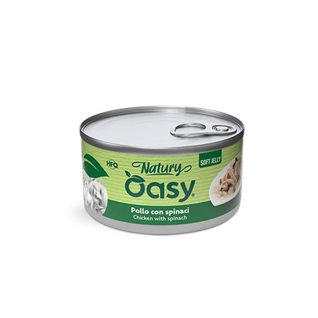 oasy cat pollo con spinaci lattina 70 gr umido per gatti