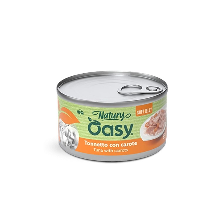 Oasy Cat Natury Soft Jelly Tonnetto Con Carote Lattina 150 gr Umido Per Gatti