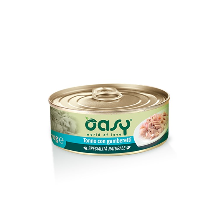Oasy Cat Natury Soft Jelly Tonnetto con Mazzancolle Indopacifiche Lattina 150 gr Umido Per Gatti