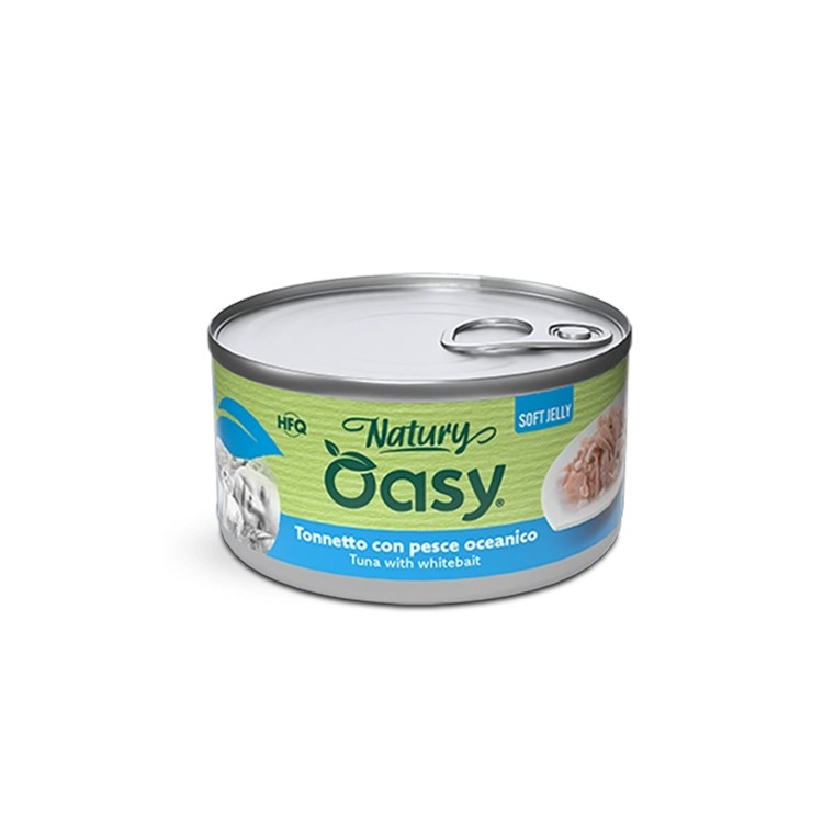Oasy Cat Natury Soft Jelly Tonno Con Pesce Oceanico Lattina 150 gr Umido Per Gatti