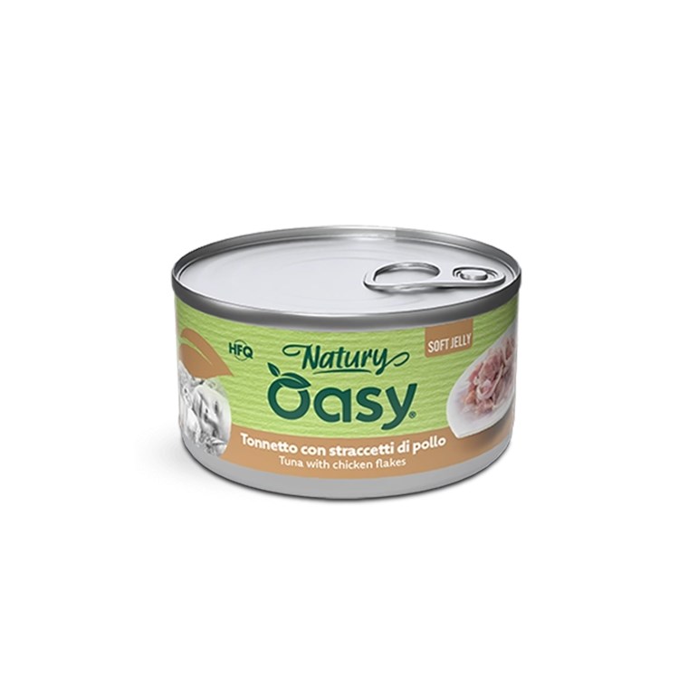 Oasy Cat Natury Soft Jelly Tonnetto Con Straccetti di Pollo Lattina 85 gr Umido Per Gatti