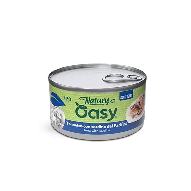 Oasy Cat Natury Soft Jelly Tonnetto con Sardine Lattina 85 gr Umido Per Gatti