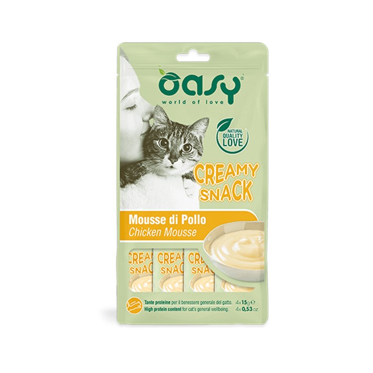 Oasy Creamy Snack Mousse Di Pollo 4 x 15 gr Per Gatti