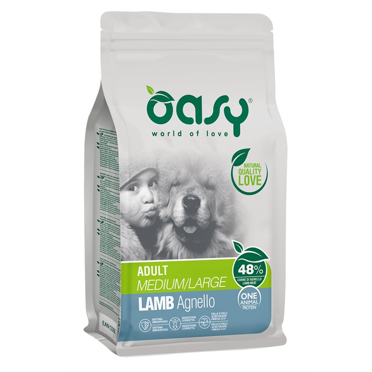 Oasy Dog Adult Medium Large Agnello 12 kg Monoproteico Per Cani