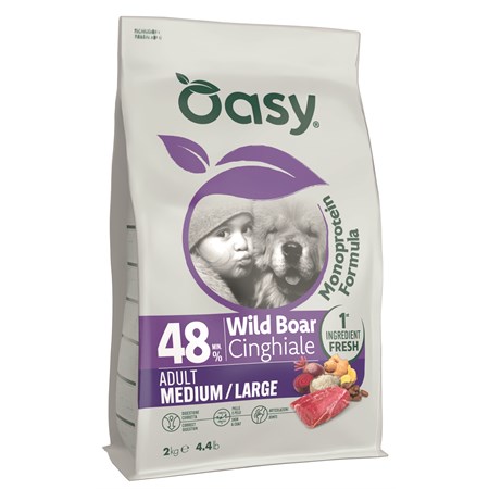 oasy dog adult all breed cinghiale 12 kg monoproteico
