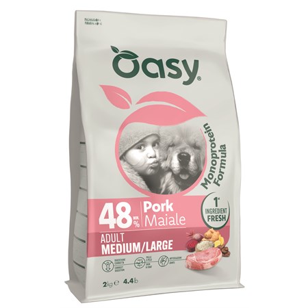 oasy dog adult all breed maiale 12 kg monoproteico