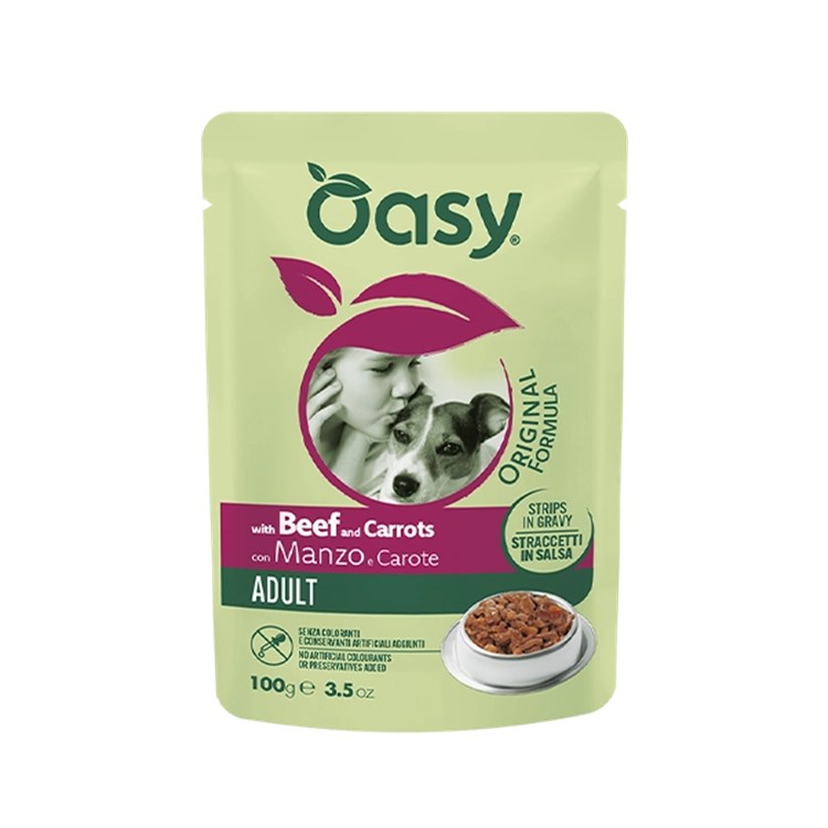 Oasy Dog Adult Manzo e Carote 100 gr Bustina Cane