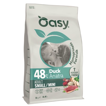 oasy dog adult small mini anatra 2 5 kg cibo monoproteico per cani