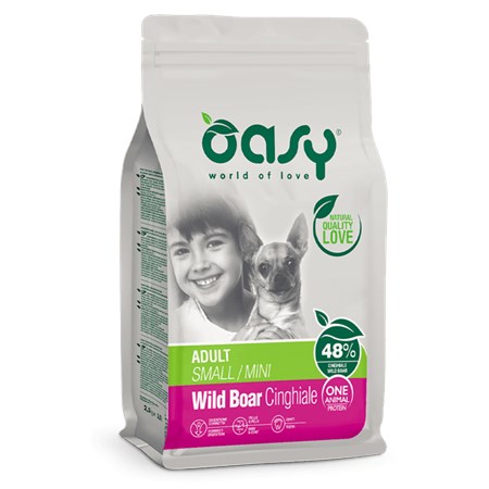 oasy dog adult small mini cinghiale 800 gr crocchette monoproteiche cane
