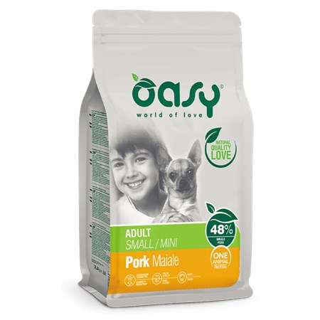 oasy dog adult small mini maiale 800 gr crocchette monoproteiche cane
