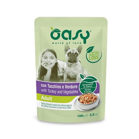 oasy dog adult tacchino e verdure 100 gr bustina cane