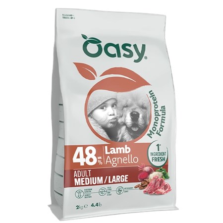 oasy dog formula medium large adult agnello 10 kg per cani monoproteico