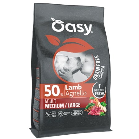 oasy dog grain free adult medium large agnello 12 kg