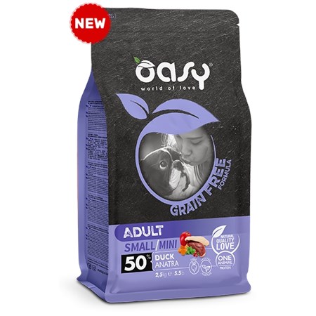 oasy dog grain free adult small mini anatra 800 gr cibo per cani