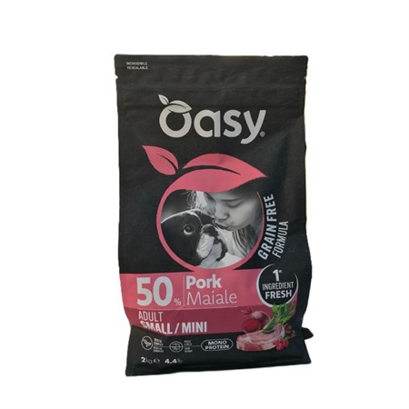oasy dog grain free adult small mini maiale 2 5 kg crocchette per cani