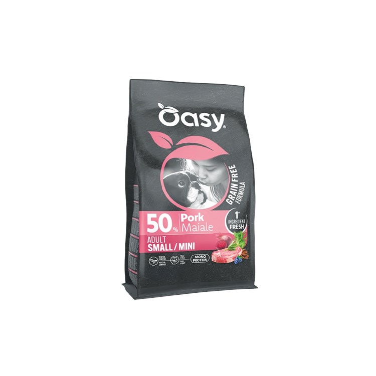 Oasy Dog Grain Free Adult Small Mini Maiale 2 kg Crocchette Per Cani