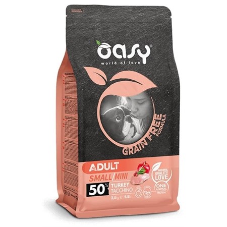 oasy dog grain free adult small mini tacchino 2 5 kg crocchette per cani