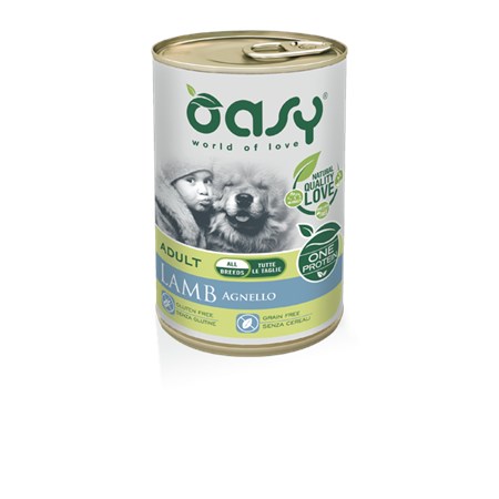 oasy dog monoproteico agnello 400 gr umido per cani