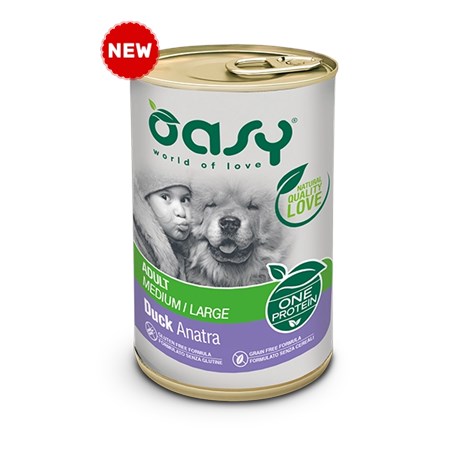 oasy dog monoproteico medium large anatra 400 gr umido per cani